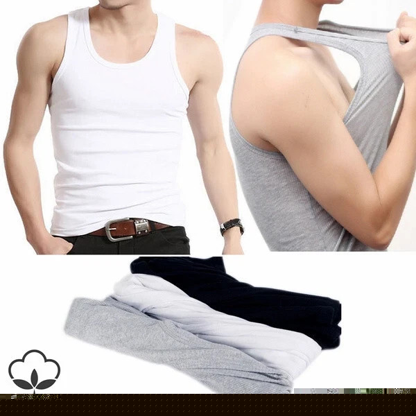 3-1- Pack Men 100% Cotton Tagless Ribbed Tank Top A-Shirt Wife Beater Undershirt
