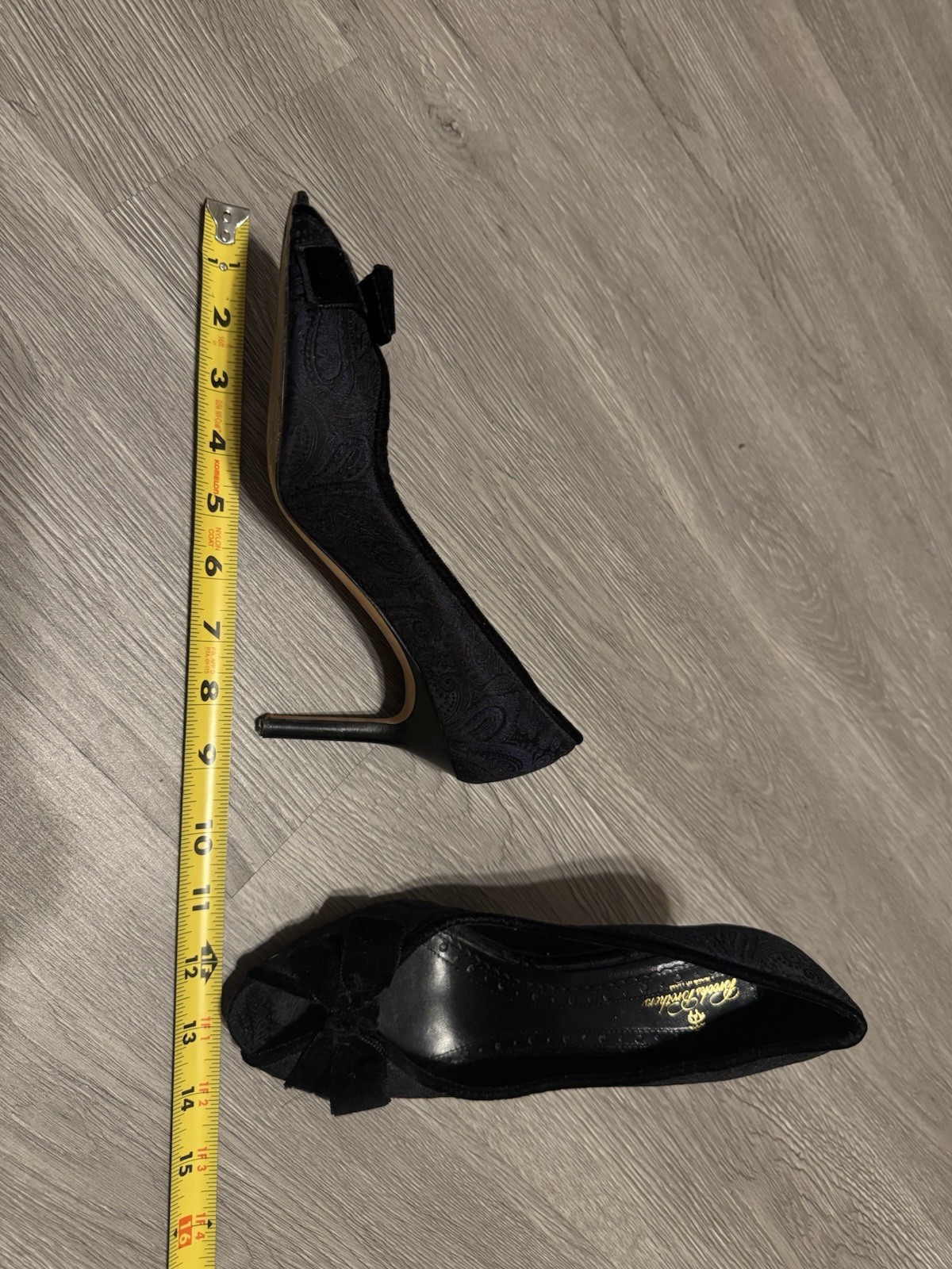 Brooks Brothers Black and navy bluePaisley Peep Toe Bow Stiletto Pumps Women’s 7