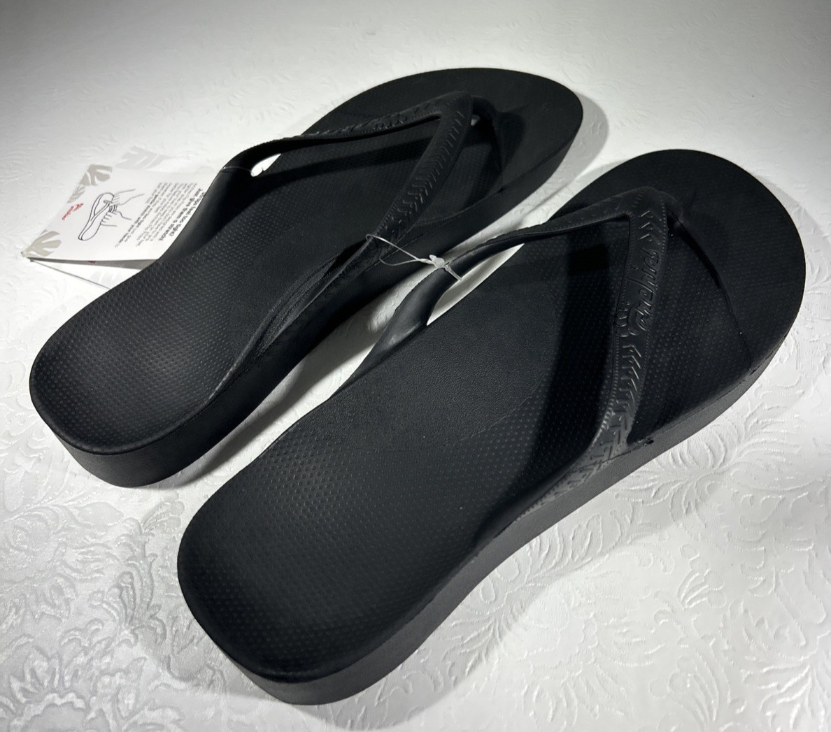 Archies Arch Support Flip Flops Black Unisex US Men’s 9/Women’s 10