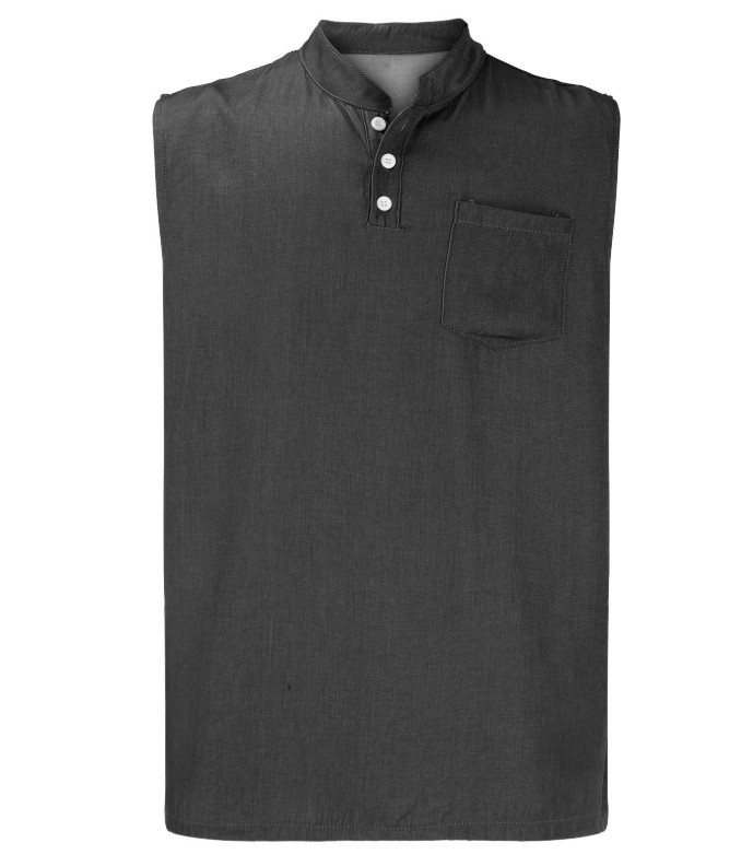Men’s Sleeveless Henley T-Shirt Casual Cotton Blend Tank Top Summer Gym Vest