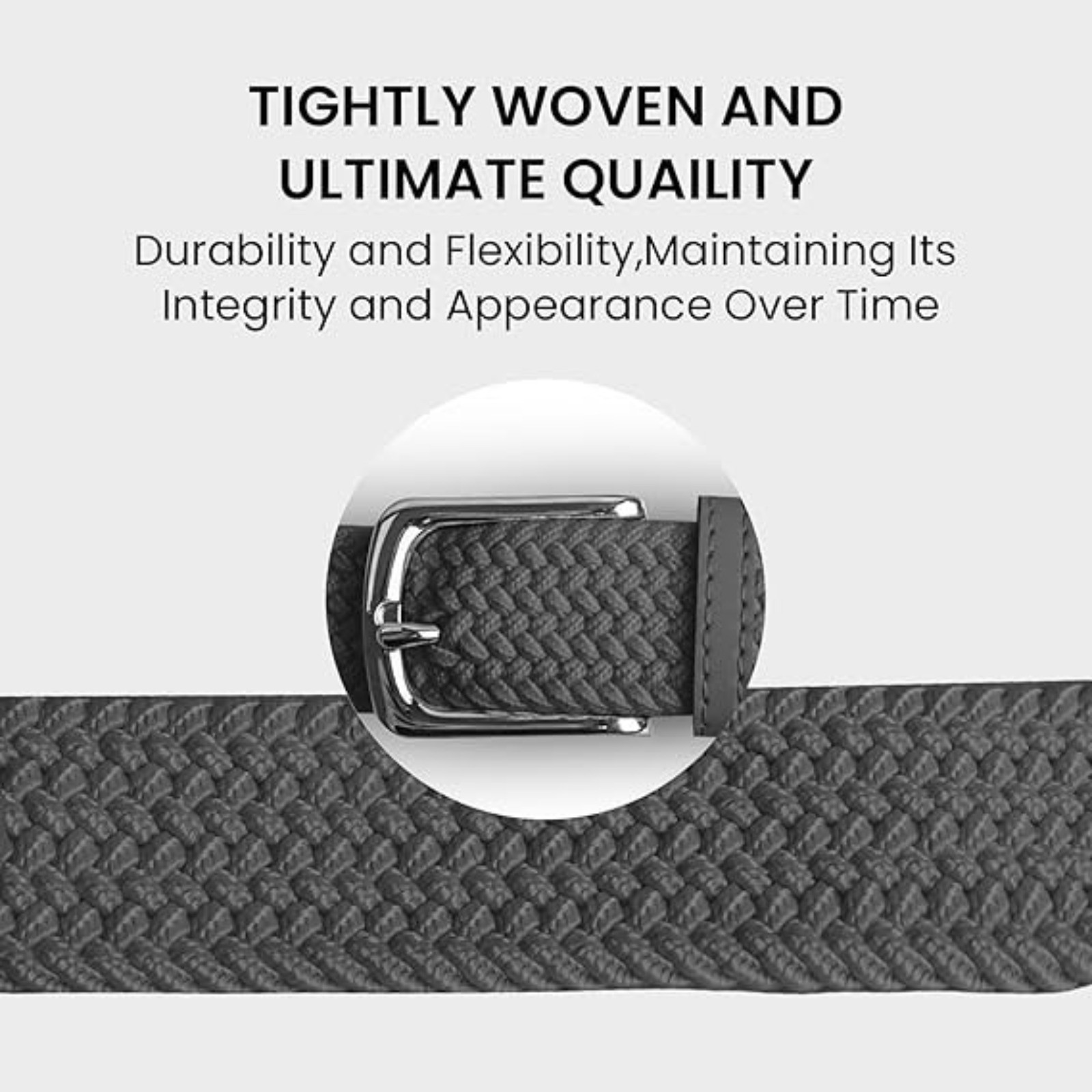 Elastic Men’s Stretch Belts 2 Pack, Woven Braided Belt for Golf Casual