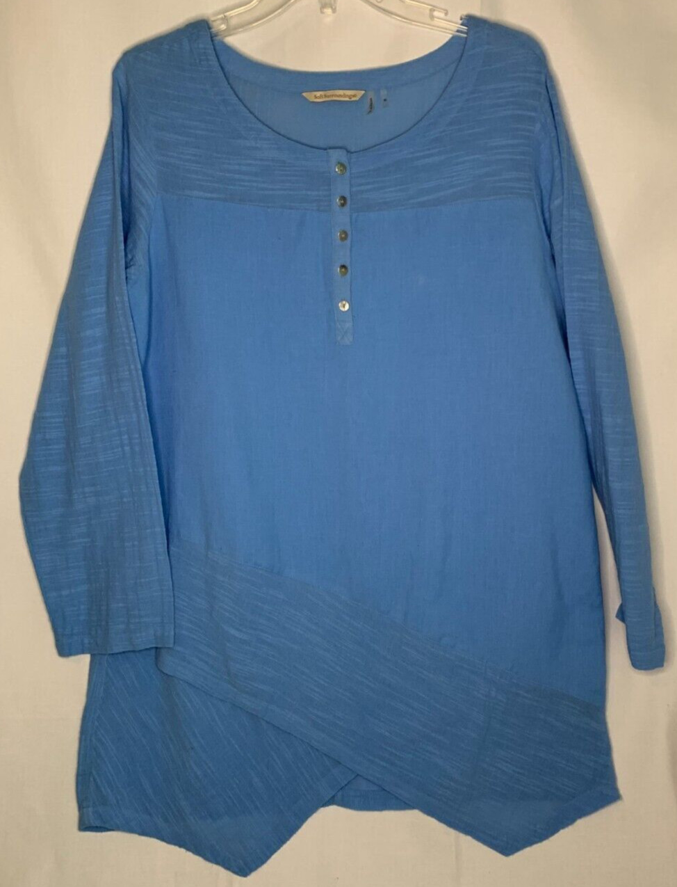 Soft Surroundings Size M Breezy Nights China Blue Linen Blend Tunic Lagenlook