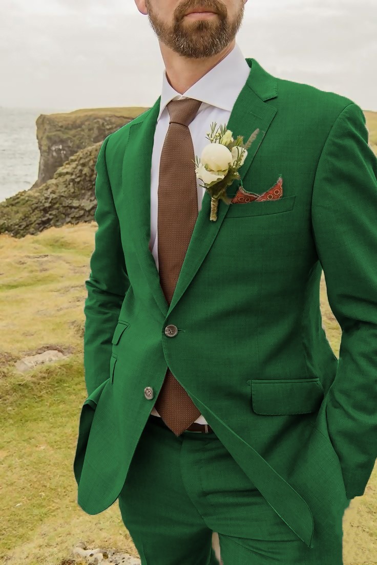 Wedding Groom Men’s 2Pcs Suits Notch Lapel Jacket Multicolor Formal Party Coat