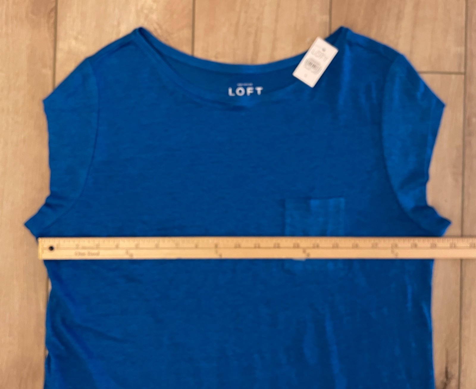 LOFT Short Sleeve Pocket Tee Linen Top-Women’s L-Blue-NWT