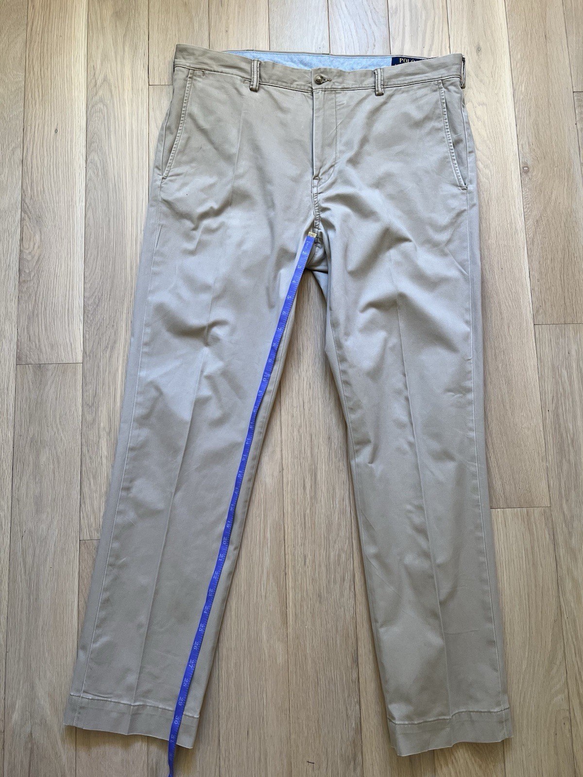 Ralph Lauren Khaki The Polo Chino Stretch Straight Pleated 36/32