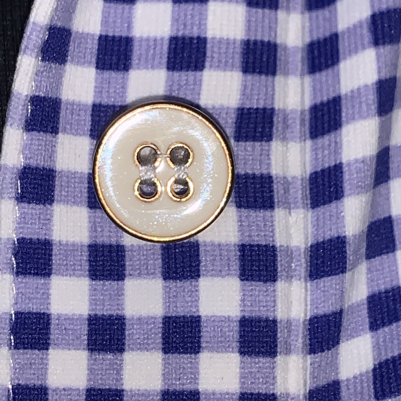J.MCLAUGHLIN Small Gingham Catalina Cloth Button Blue/White Preppy Coastal Golf
