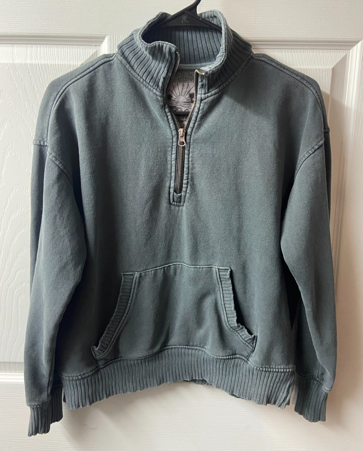 C&C California Longe Sleeve Quarter Zip Sweatshirt Gray Collar Activewear Small