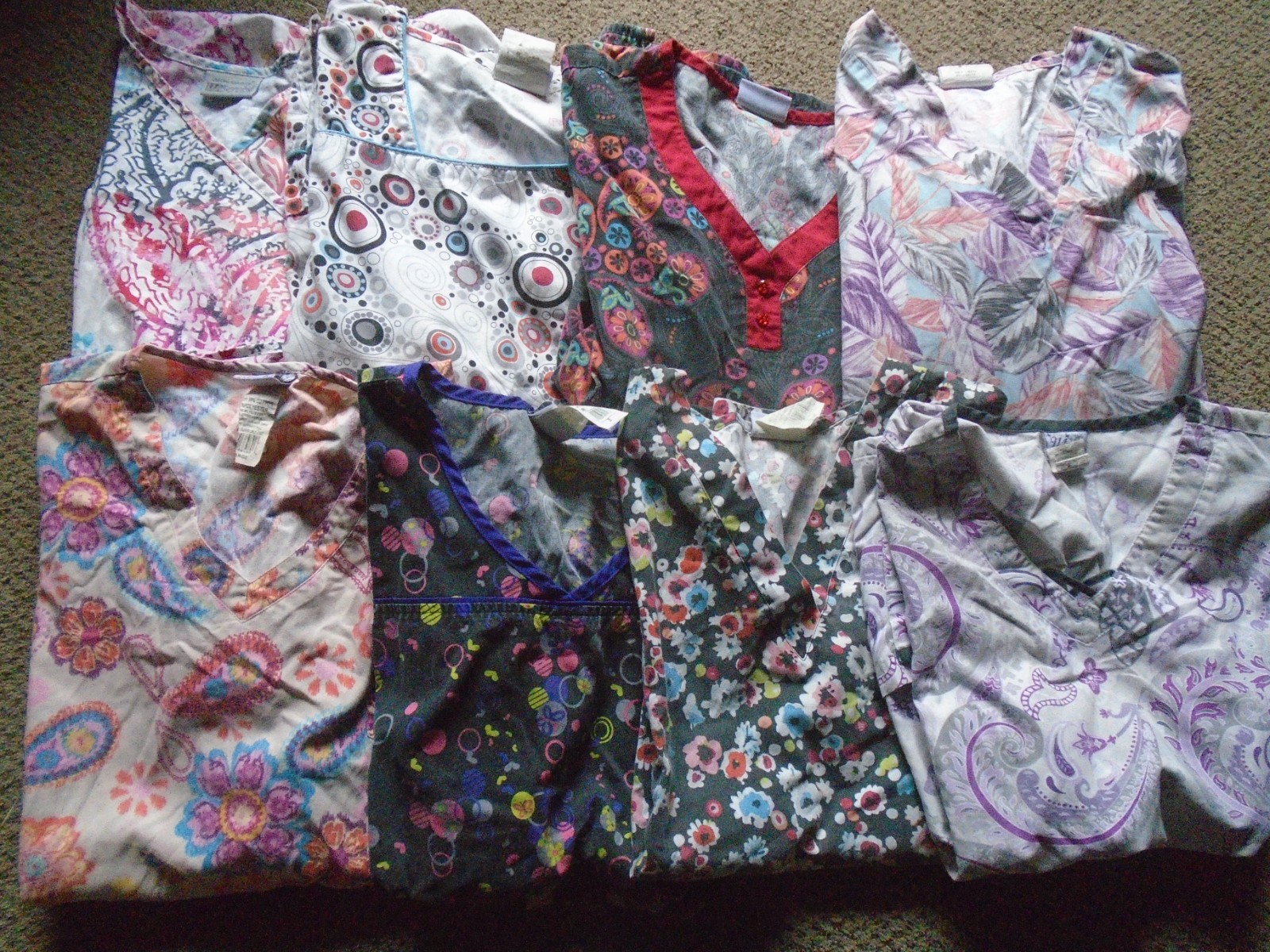 Lot 8 Women’s Scrub Tops 2XL UA Scrubs Mixed Colors V Neck Nurse CNA