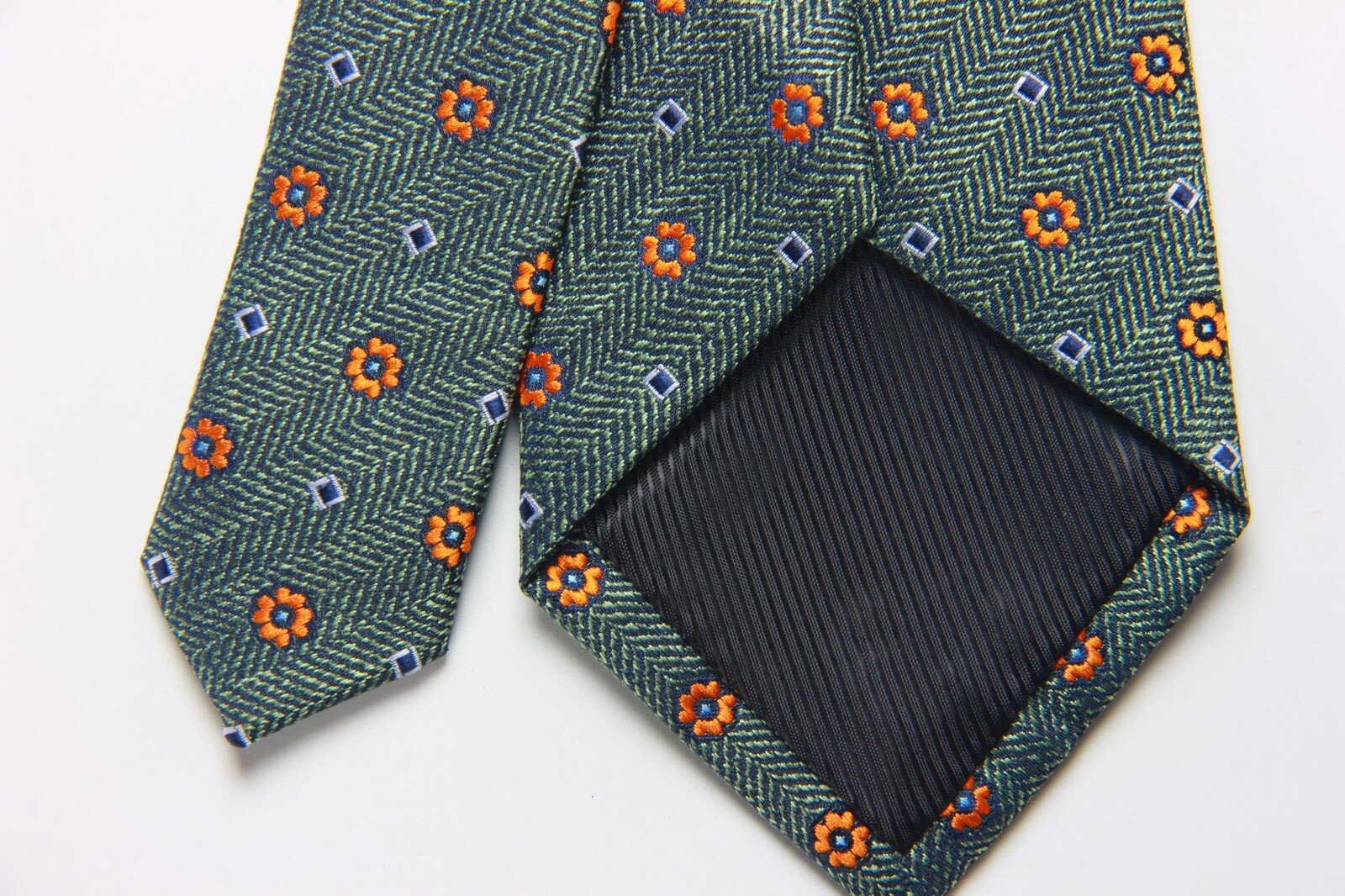 New Classic Polka Dot Green Orange JACQUARD WOVEN 100% Silk Men’s Necktie Tie