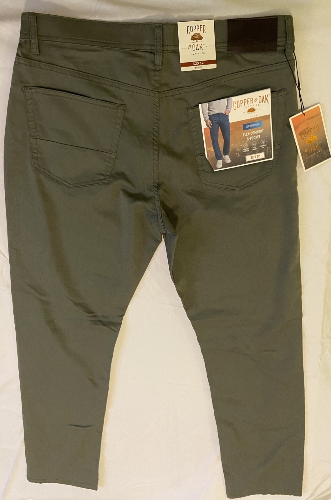 Copper & Oak NWT Men’s 32×32 Flex-Comfort 5-Pocket Pants Olive Green NWT $65