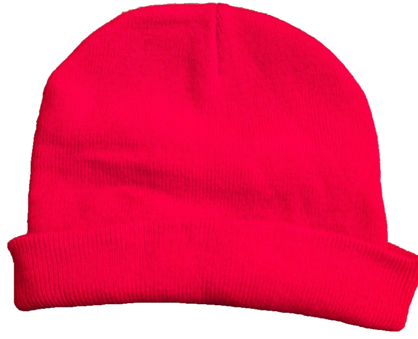Red Beanie Hat Cuffed Knit Cap Winter Warm Unbranded Plain Solid Unisex Adult