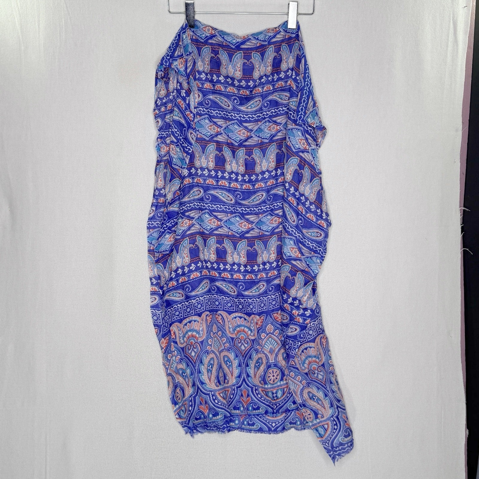 J. McLaughlin Blue Multicolor Paisley Scarf Lightweight Travel Multifunctional