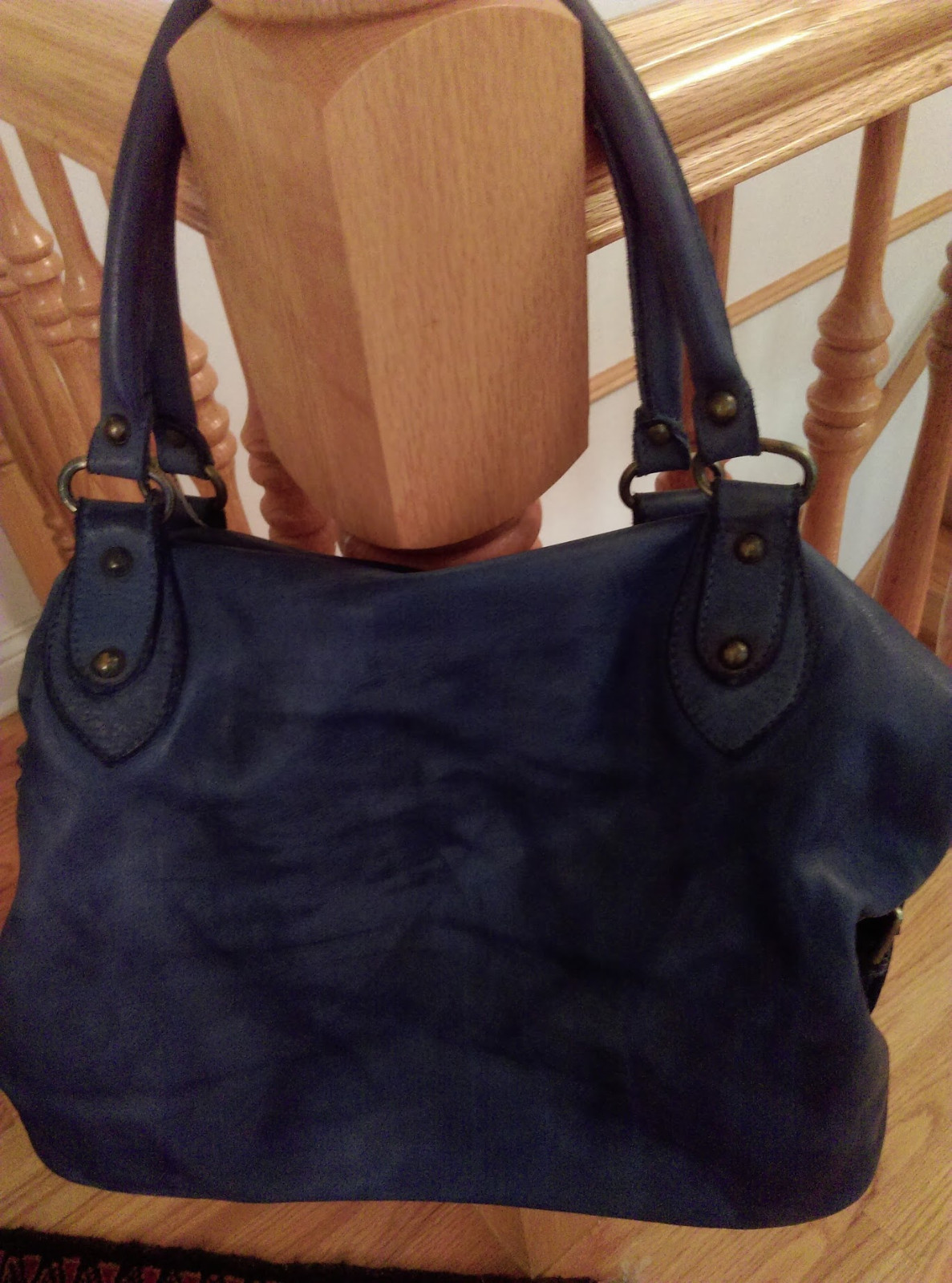 MASSIMILIANO INCAS ITALIAN DESIGNER LEATHER LARGE BAG BLUE NWT $750