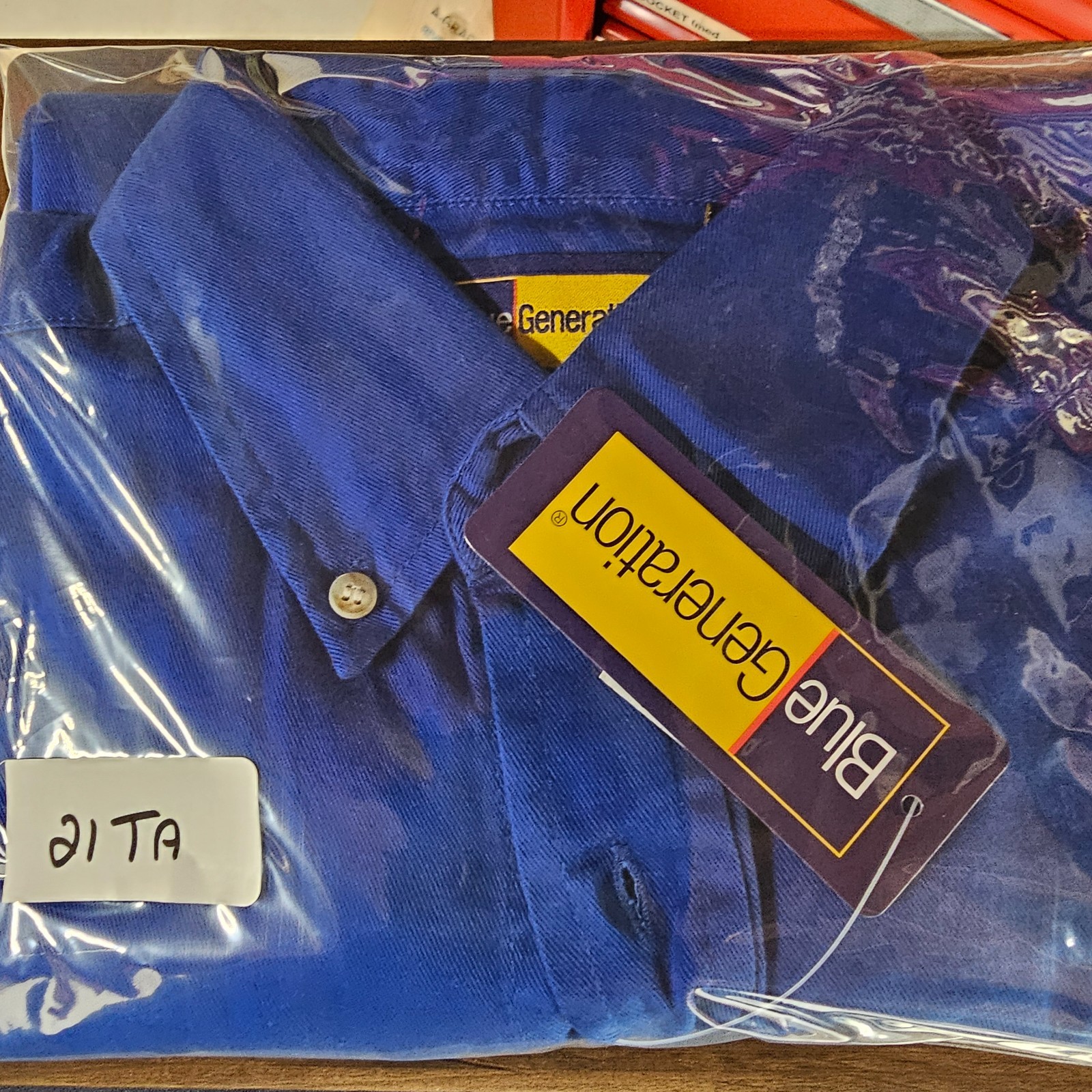 Blue Generation Men’s Long Sleeve 100% Cotton Button Down Collar Shirt. med. NEW