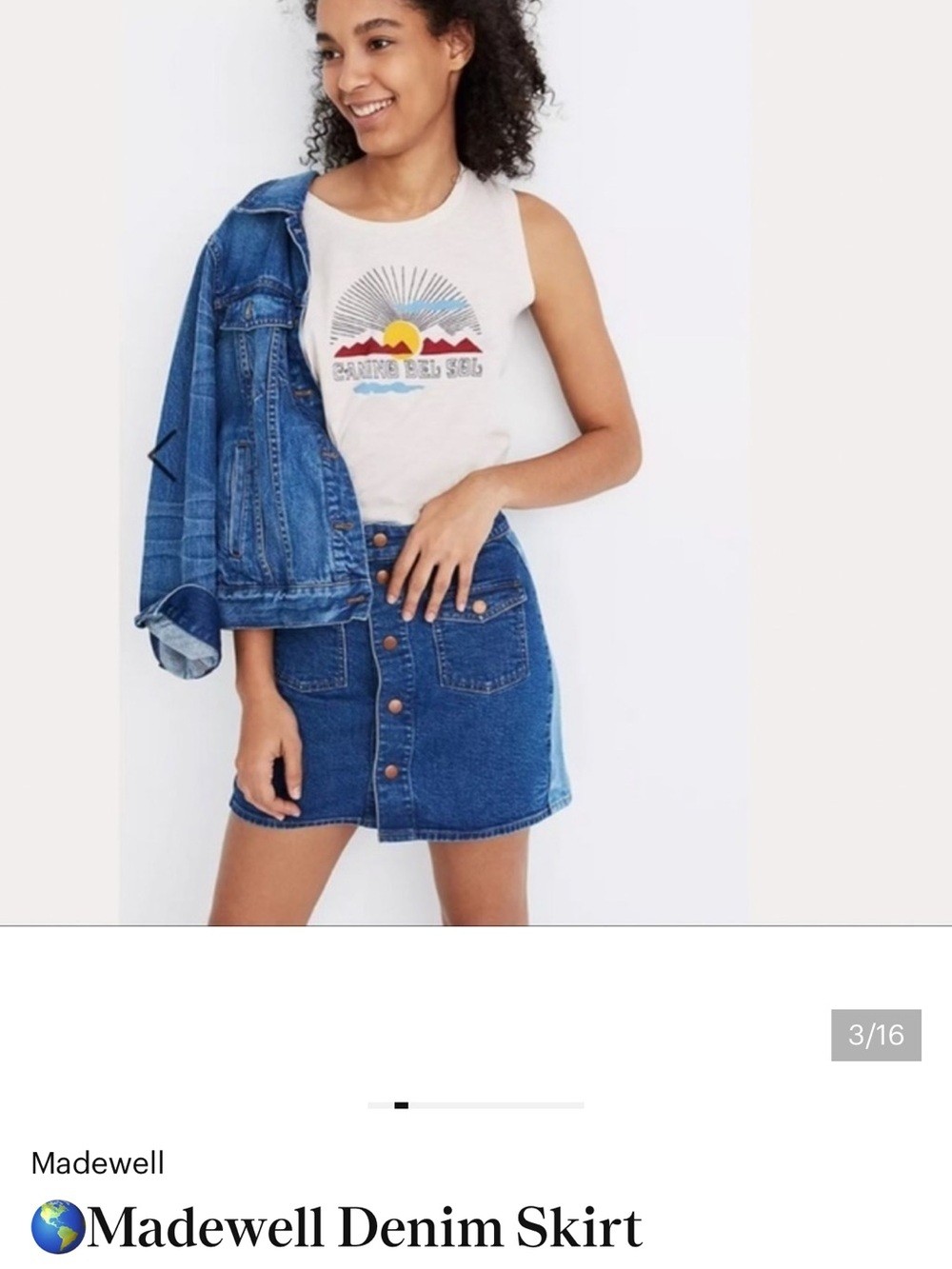 Madewell Two-Toned Blue Button-Front Denim Mini Skirt