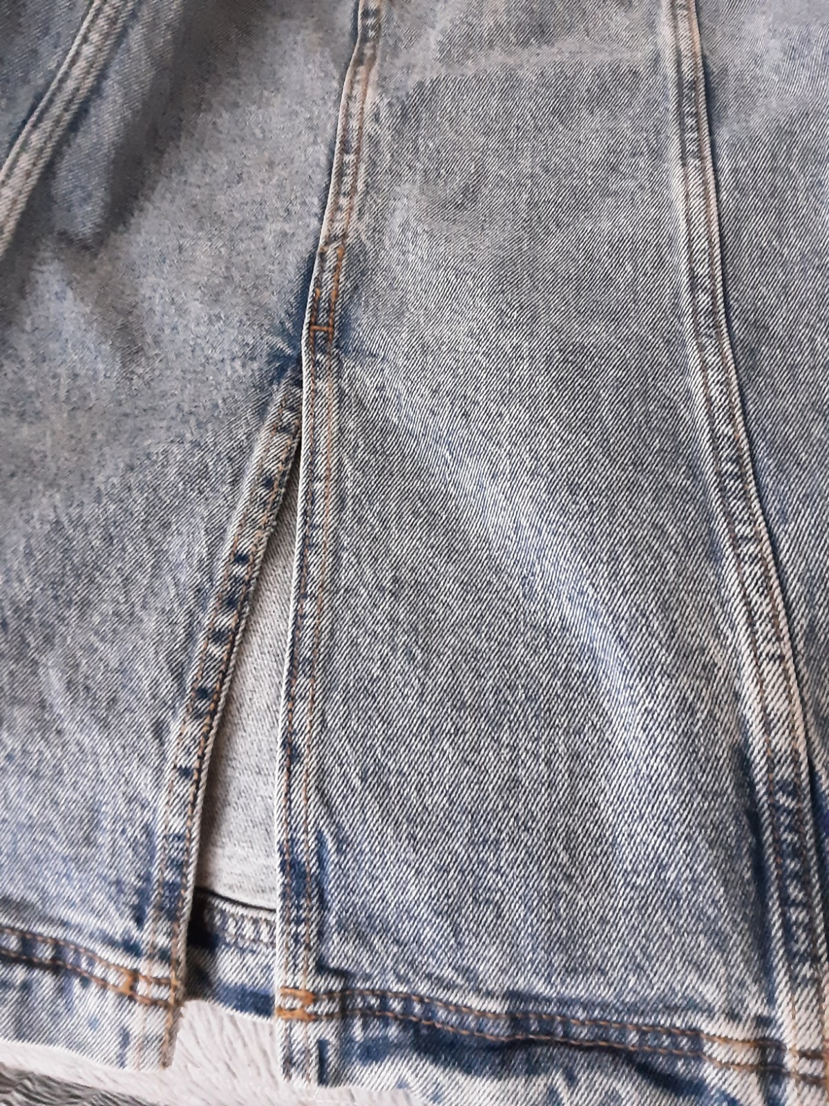 NEW Falls Creek Sz 24 Faded Blue Jean Skirt 4 Pockets 99% Cotton 1% Spandex Slit