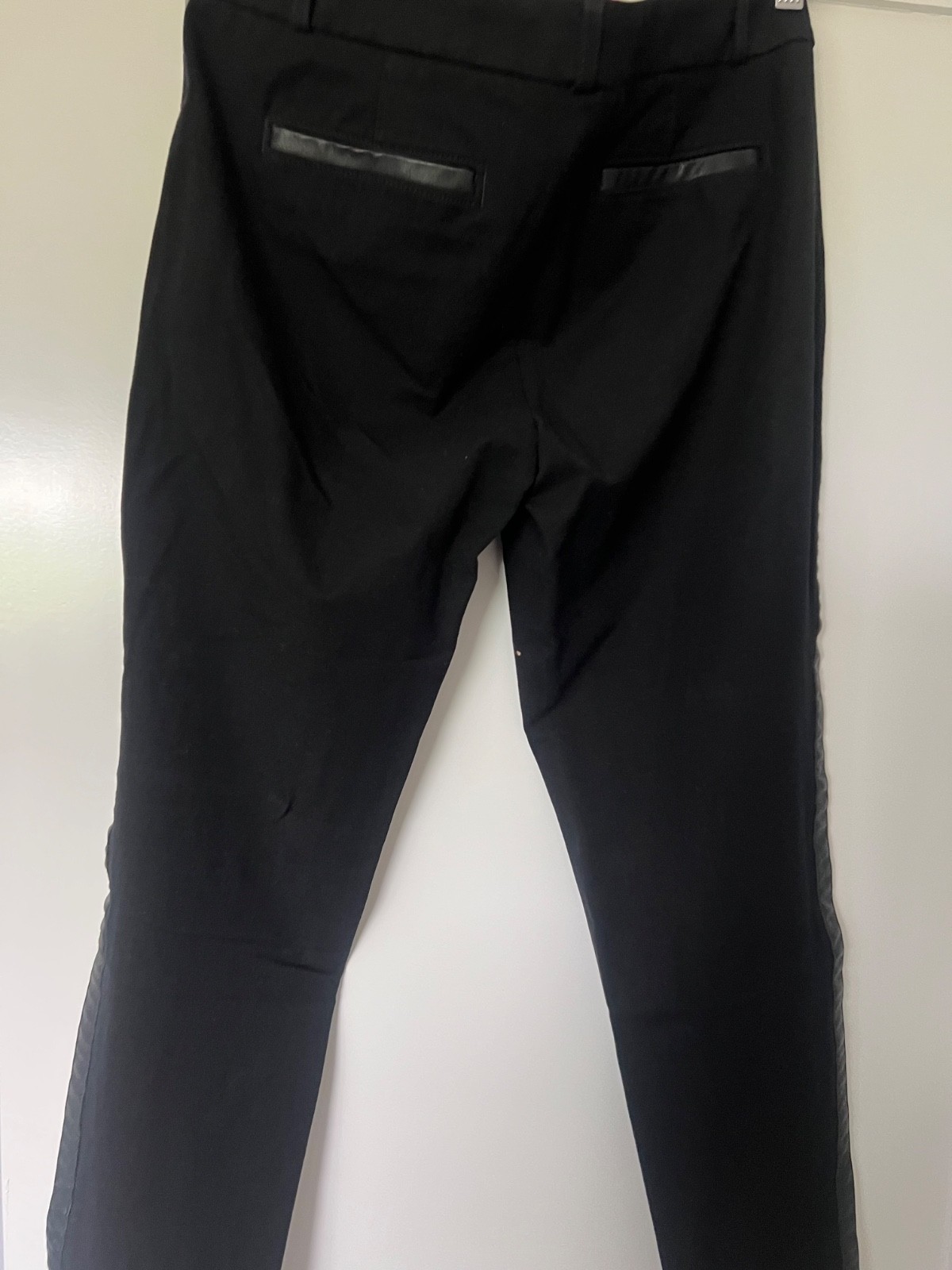 Banana Republic Women’s Sloan Black Slim Ankle Pants Leather Trim Size 8