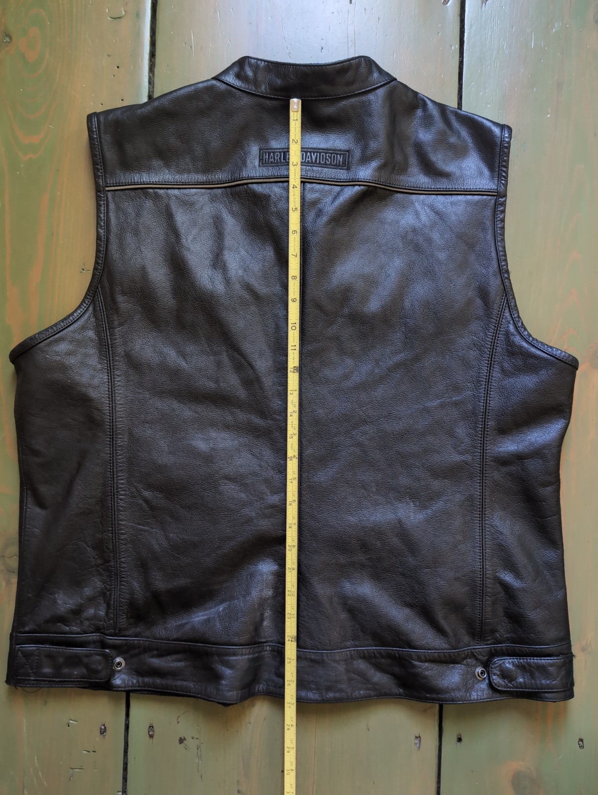 Harley Davidson 2XL Men’s FOSTER Black Leather Motorcycle Vest **READ