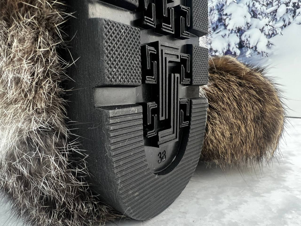 Rabbit winter fur boots for women, Patchwork genuine cozy fur snow boots