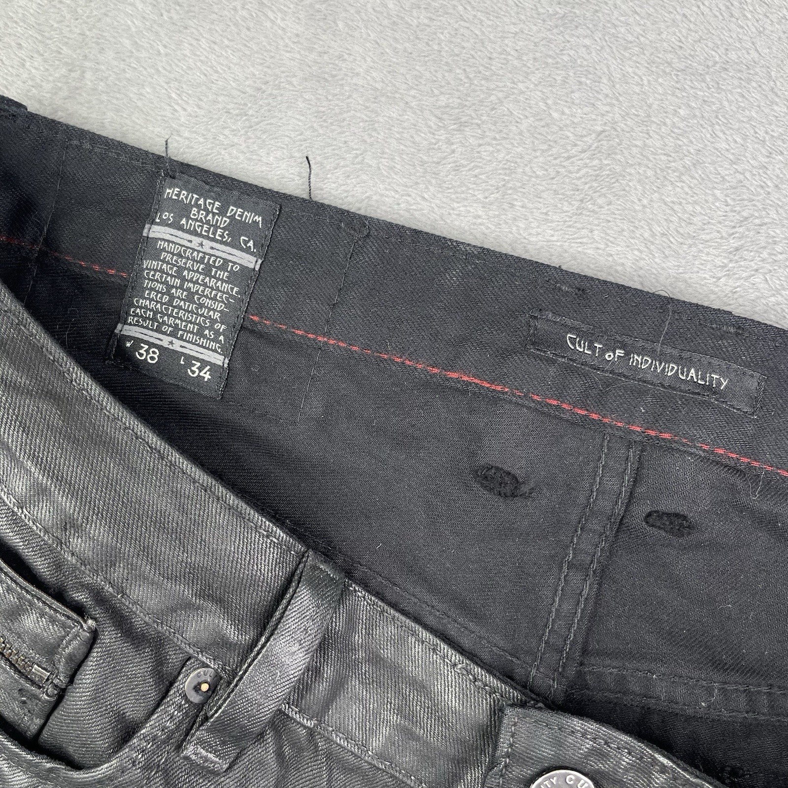 Cult Of Individuality Jeans Mens 38×34 Greaser Rocker Rebel Cycle Wax Denim Moto