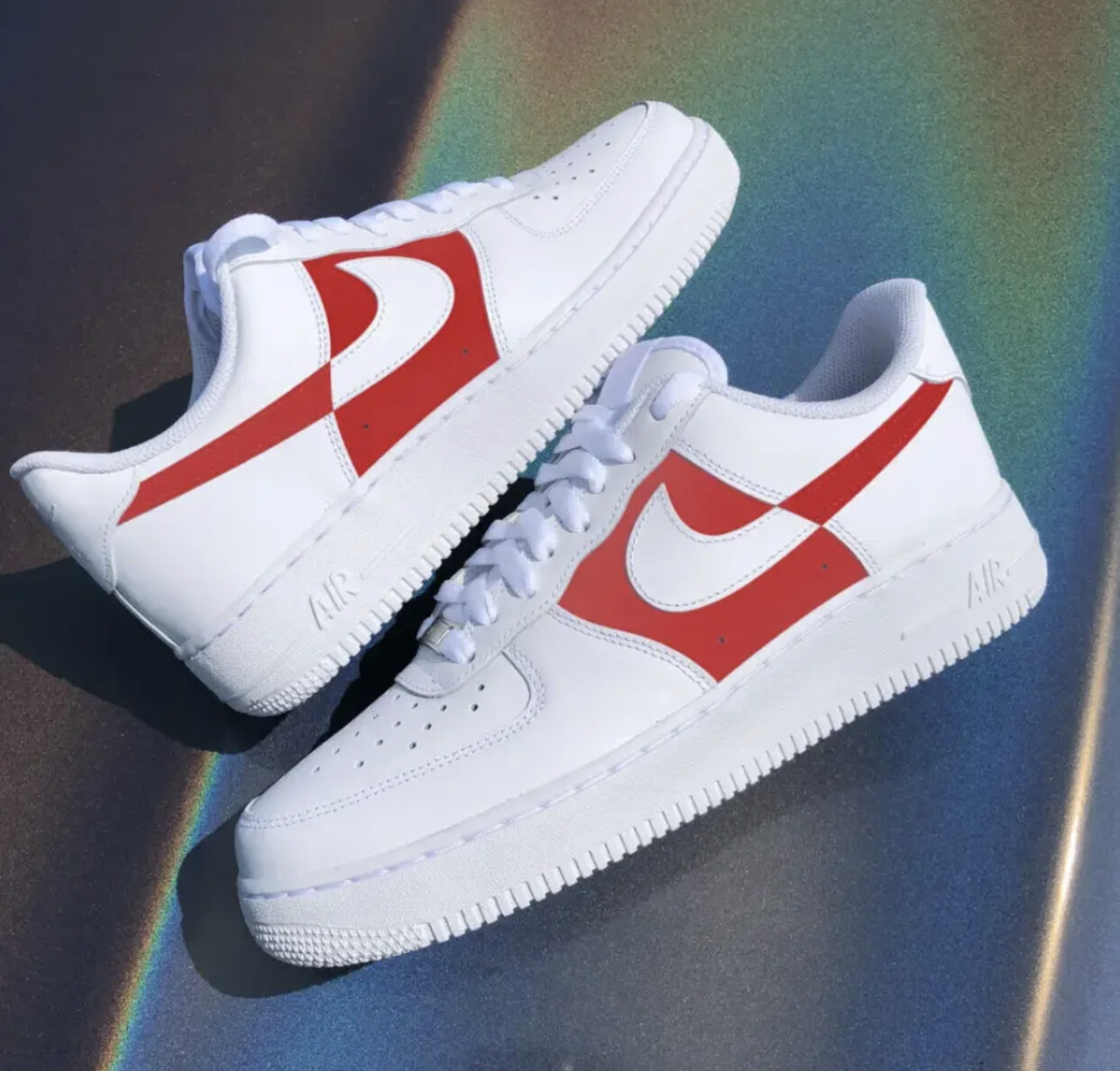 Nike Air Force 1 Low White Custom paint shoes (Red)