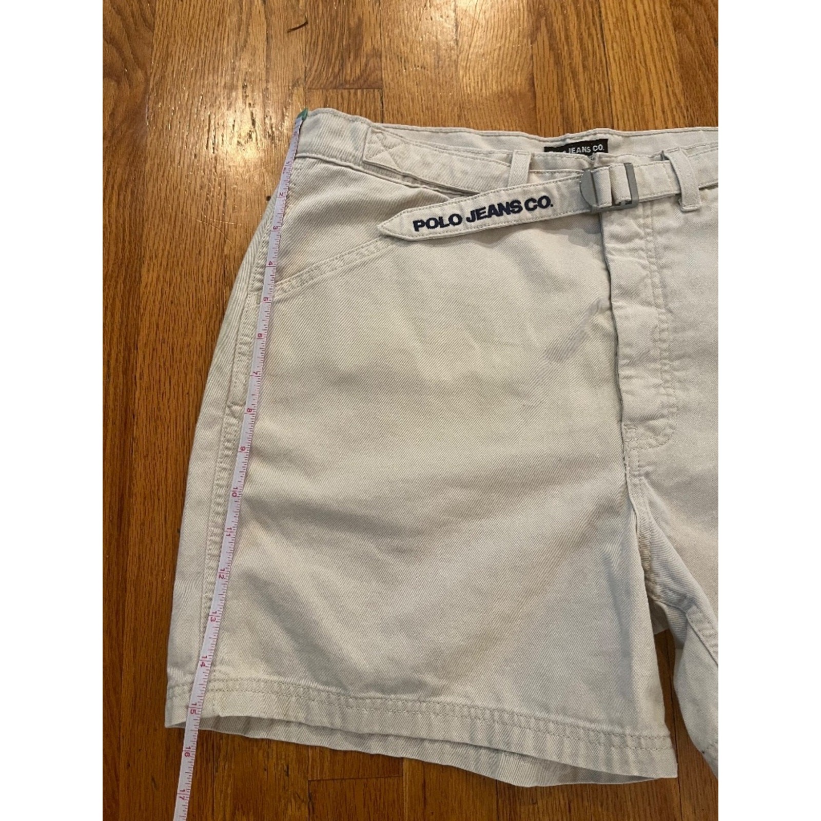 Vintage Polo Jeans Co Ralph Lauren Khaki Belted Utility Shorts Size 14