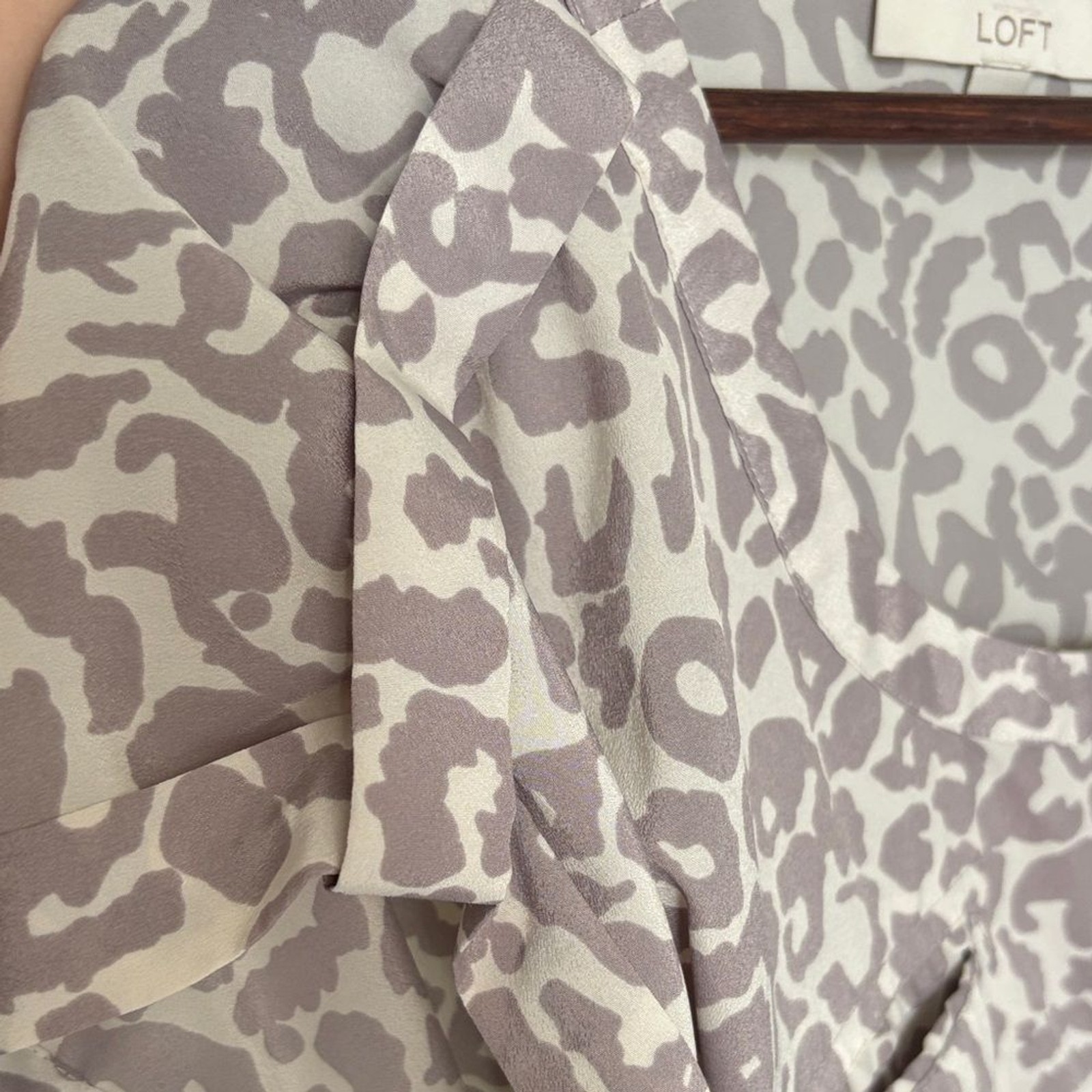 LOFT XL Leopard Print Blouse Soft Neutral Button Top