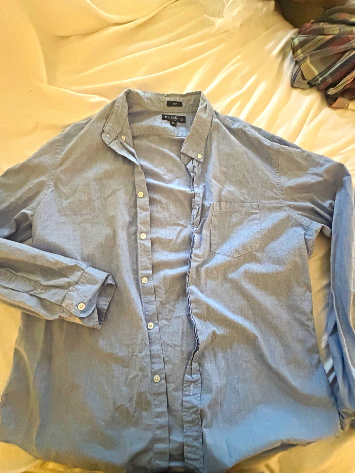 J.Crew Mercantile Flex Slim Fit XL Blue Solid Button-Down Long Sleeve Shirt