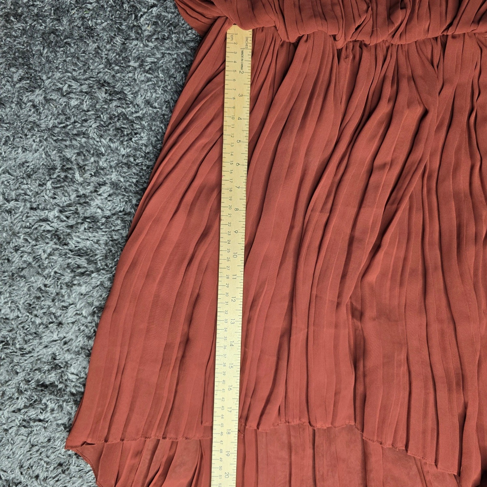 BCBGeneration Rust Pleated High-Low Maxi Dress XS Terracotta Spaghetti Strap