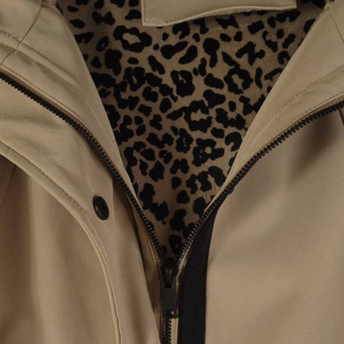 Gallery Jacket Womens M Softshell Beige Full Zip Snap Hooded Lined Stretch New