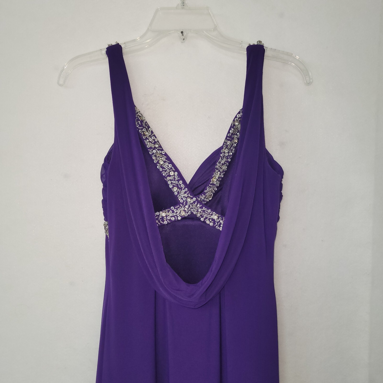 Betsy & Adam Dress Womens 8 Formal Purple Rhinestone Gown Lined Prom Wedding New
