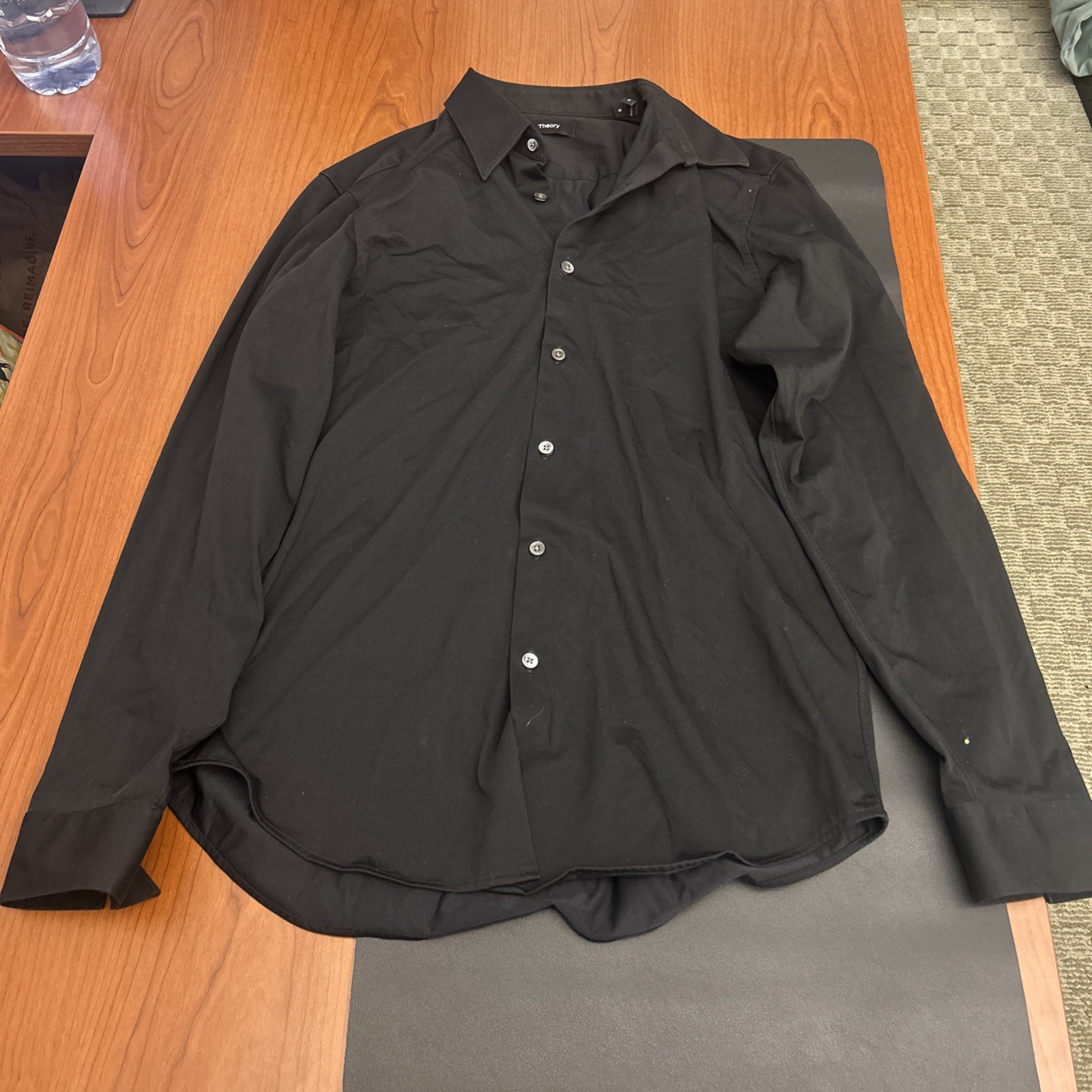 Theory Mens Medium Shirt Cotton Poly Black Style Sylvain Nd_Structure Knit