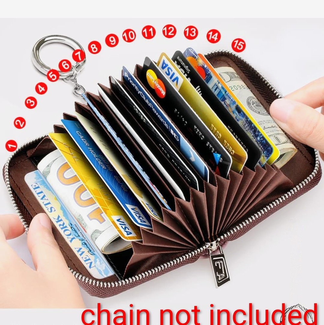 FurArt Zipper RFID Blocking Credit Card Wallet, Business Card Holder, Compact