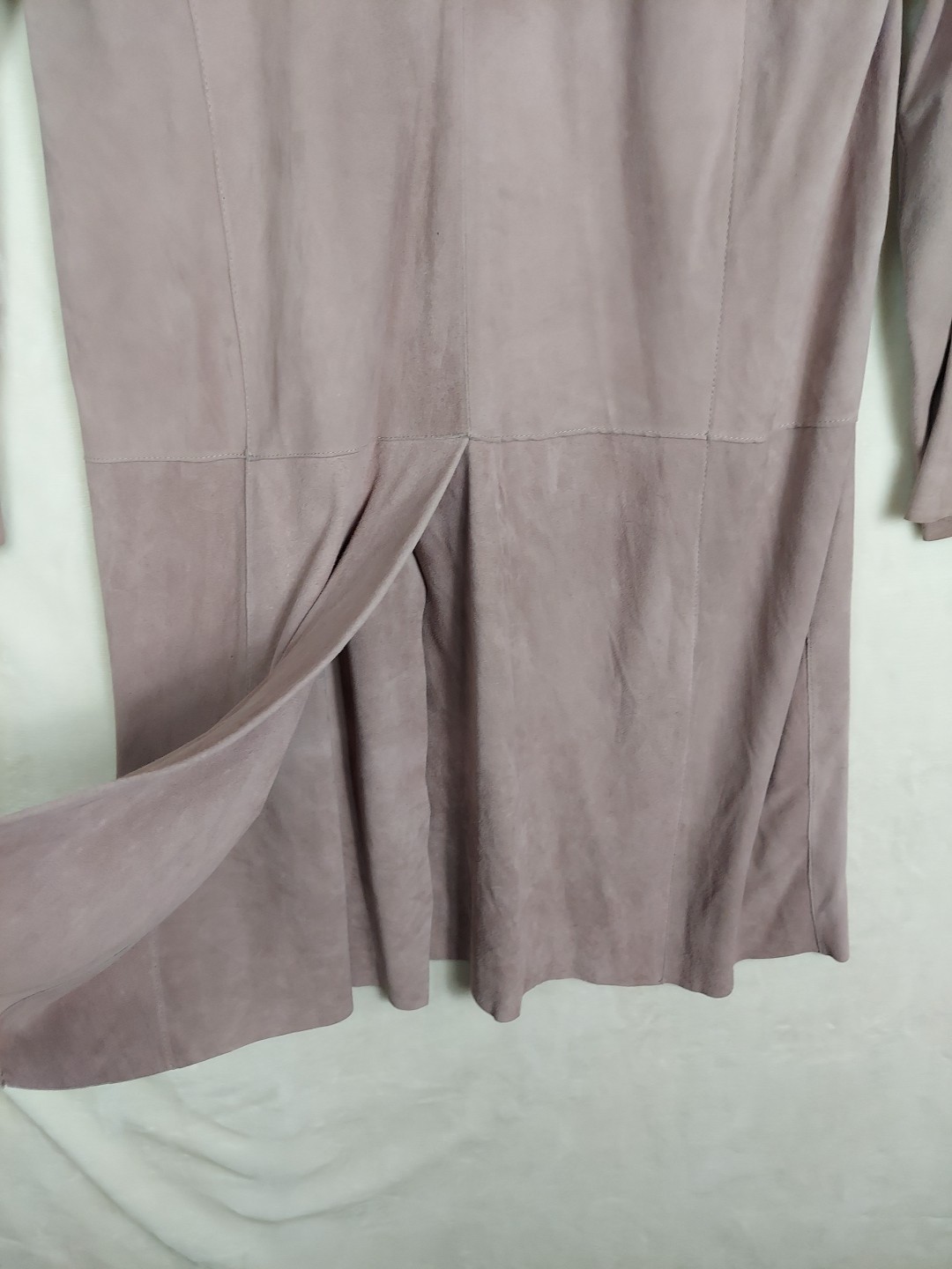 Linea Pelle Collection Suede Trench Coat Womens M Lavender 100% Lames Leather