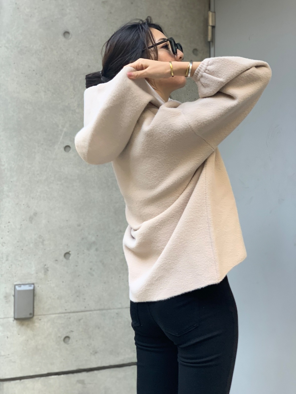 luffy Oversized Pullover Top Mock Neck Women One Size Black Ivory