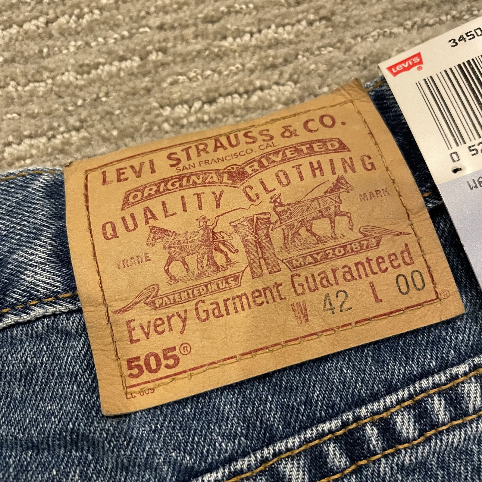 Vintage Levis 505 Shorts Mens 42 Denim Jean USA 90s USA Grunge Hip Hop Deadstock
