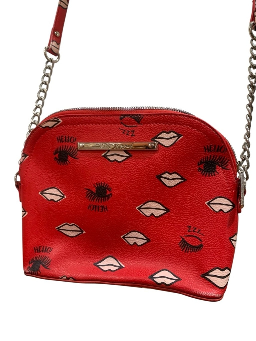 Women’s Betsey Johnson Lips Crossbody Bag One Size Red Black