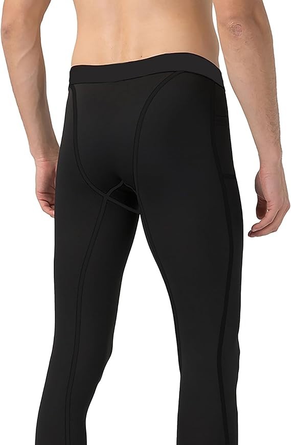 4 Pack Mens Compression Pants Running Tights Athletic Sports Baselayer Pocket…