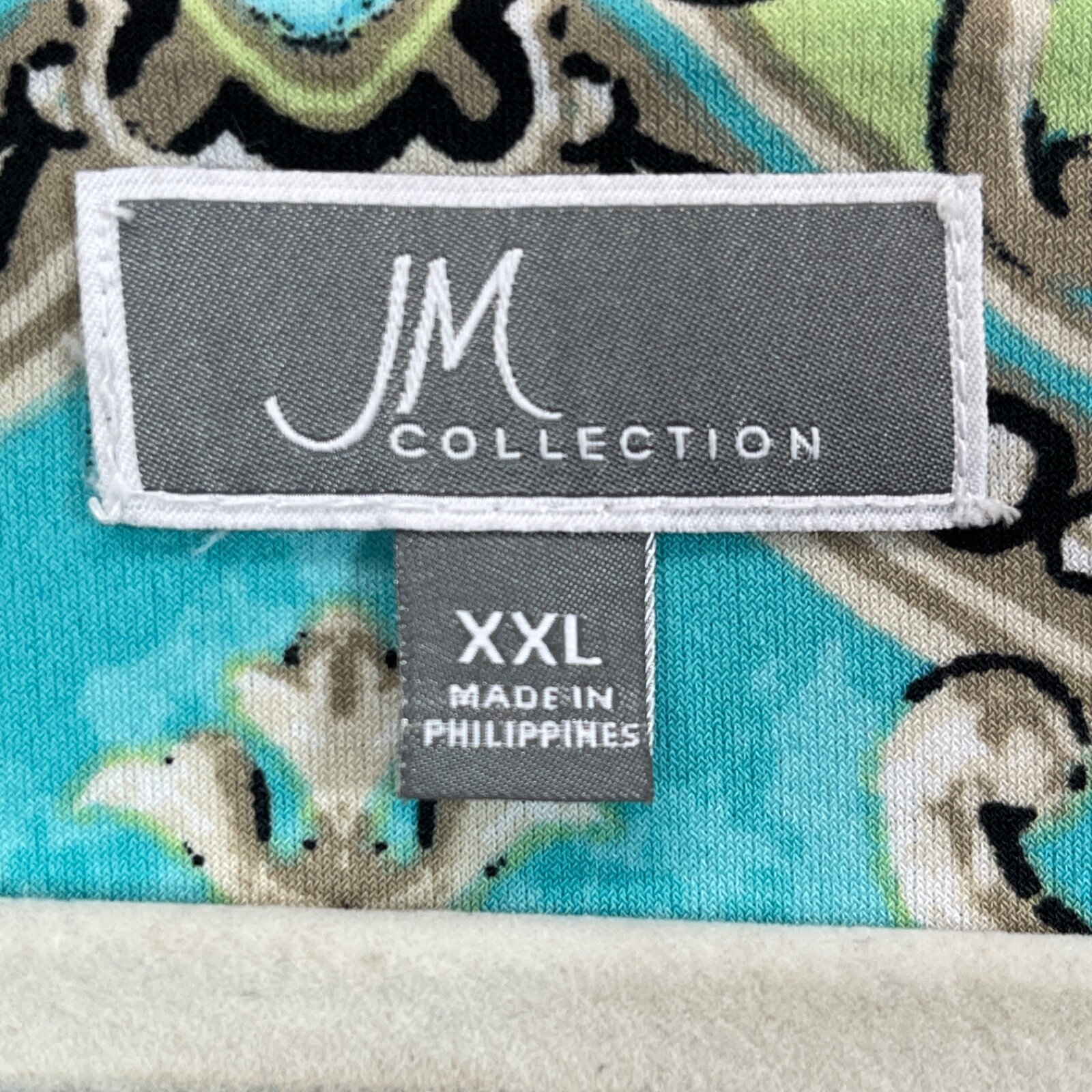JM Collection Top Womens XXL Tunic Paislet Sheer Sleeves Studs Chain Career