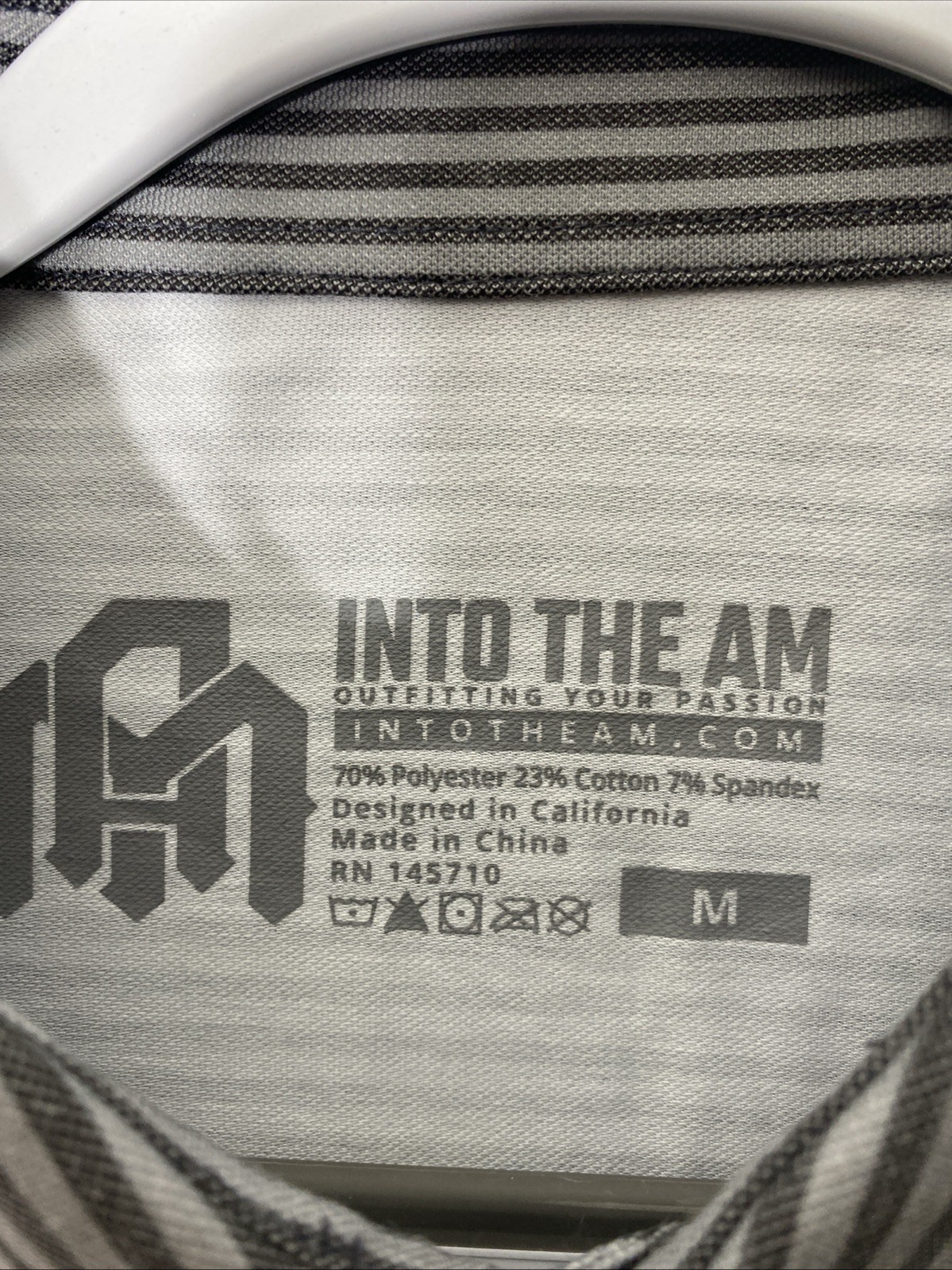 Into the Am performance polo Shirt Sriped Gray Black Golf Mens Size Medium