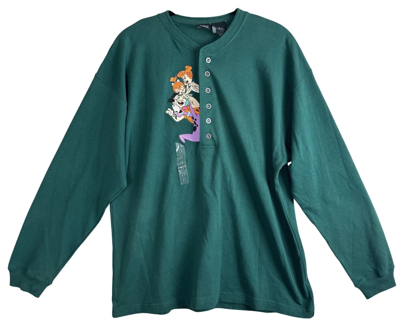 Vintage Flintstones Pebbles Henley Shirt Warner Bros Cartoon Network Y2K 90’s