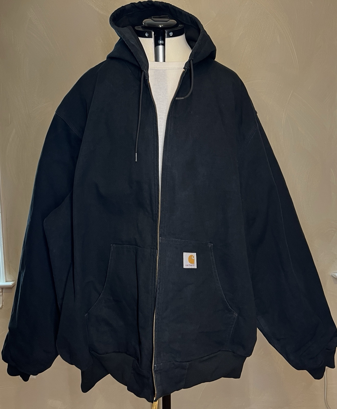 Carhartt Men’s Full-zip lined Hooded Black Canvas Jacket J131, USA|Size:3XL Tall