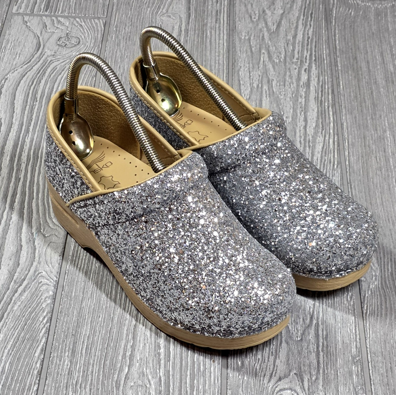 DANSKO Professional Glitter Slip On Clog Women’s 38- 7.5-8 US Champagne Hospital