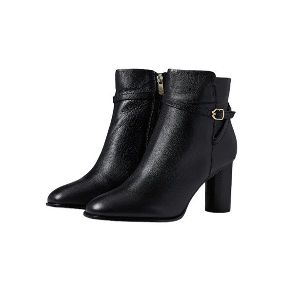 NWT Draper James Leather Tegan Dress Boot Black with Buckle Size 10 Retail $185