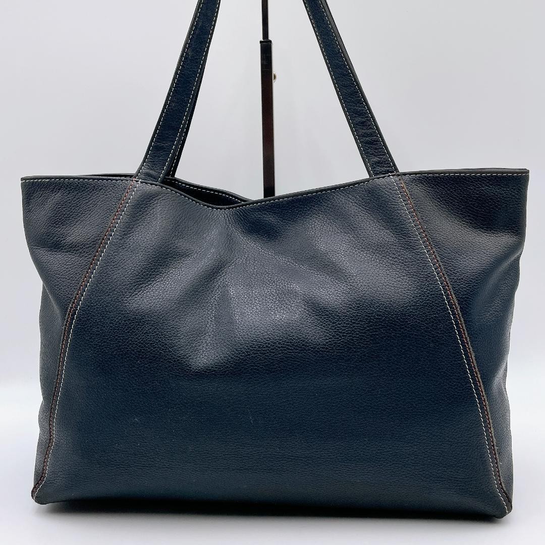 Kitamura h385 A4 Tote Bag Leather Embossed Black Shoulder Japan 0612640
