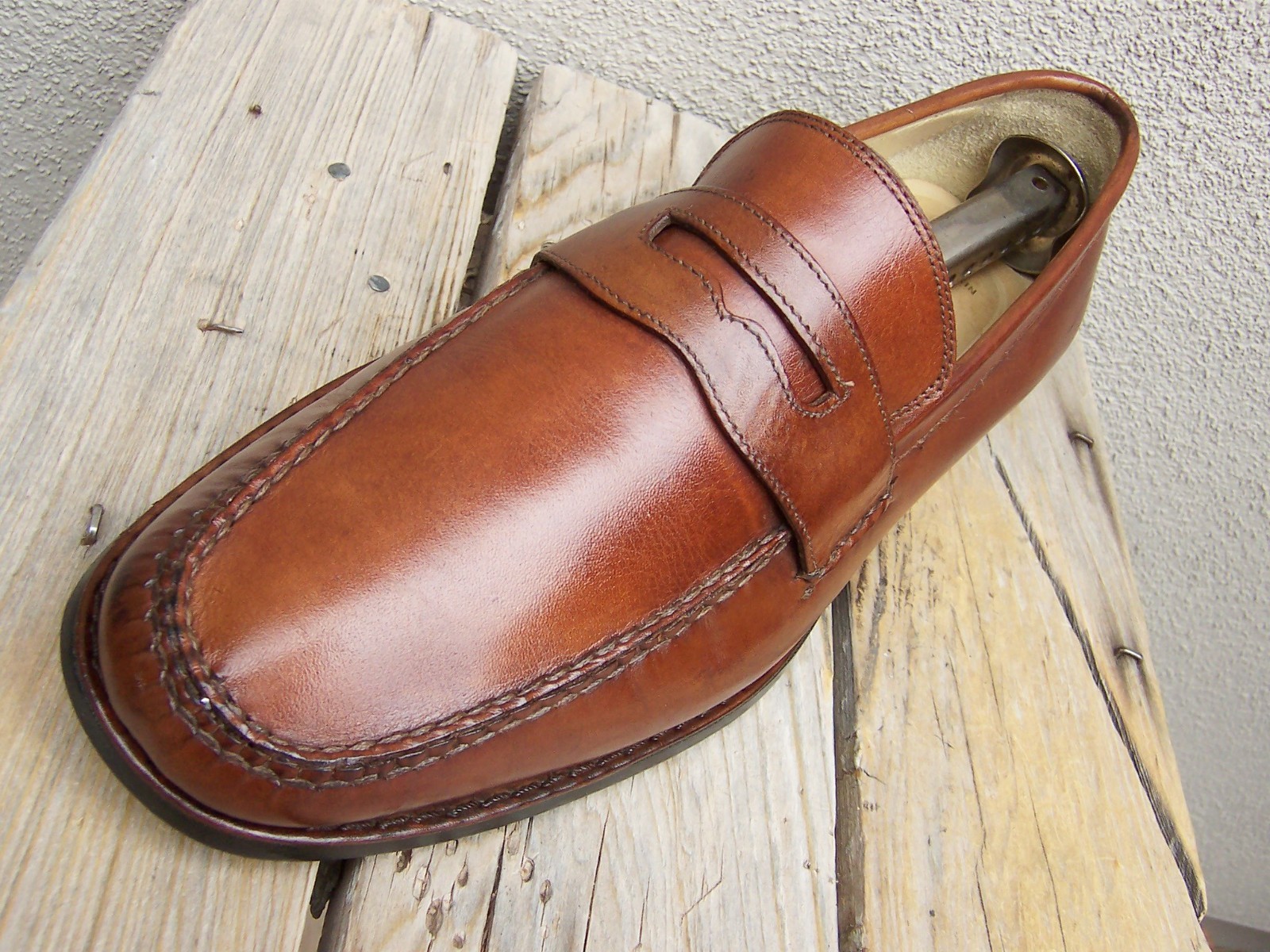 JOHNSTON MURPHY Mens Casual Dress Shoes Brown Leather Penny Loafers Sz Size 8.5M
