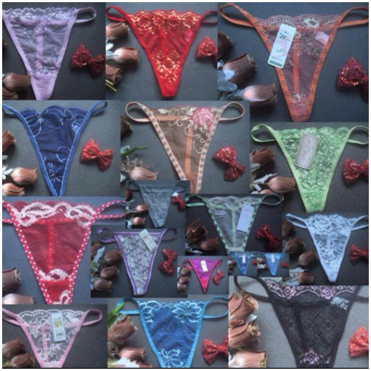 Lot of 6 Panties Thongs G-String T Back Sexy Stripper Exotic Secret Valentines