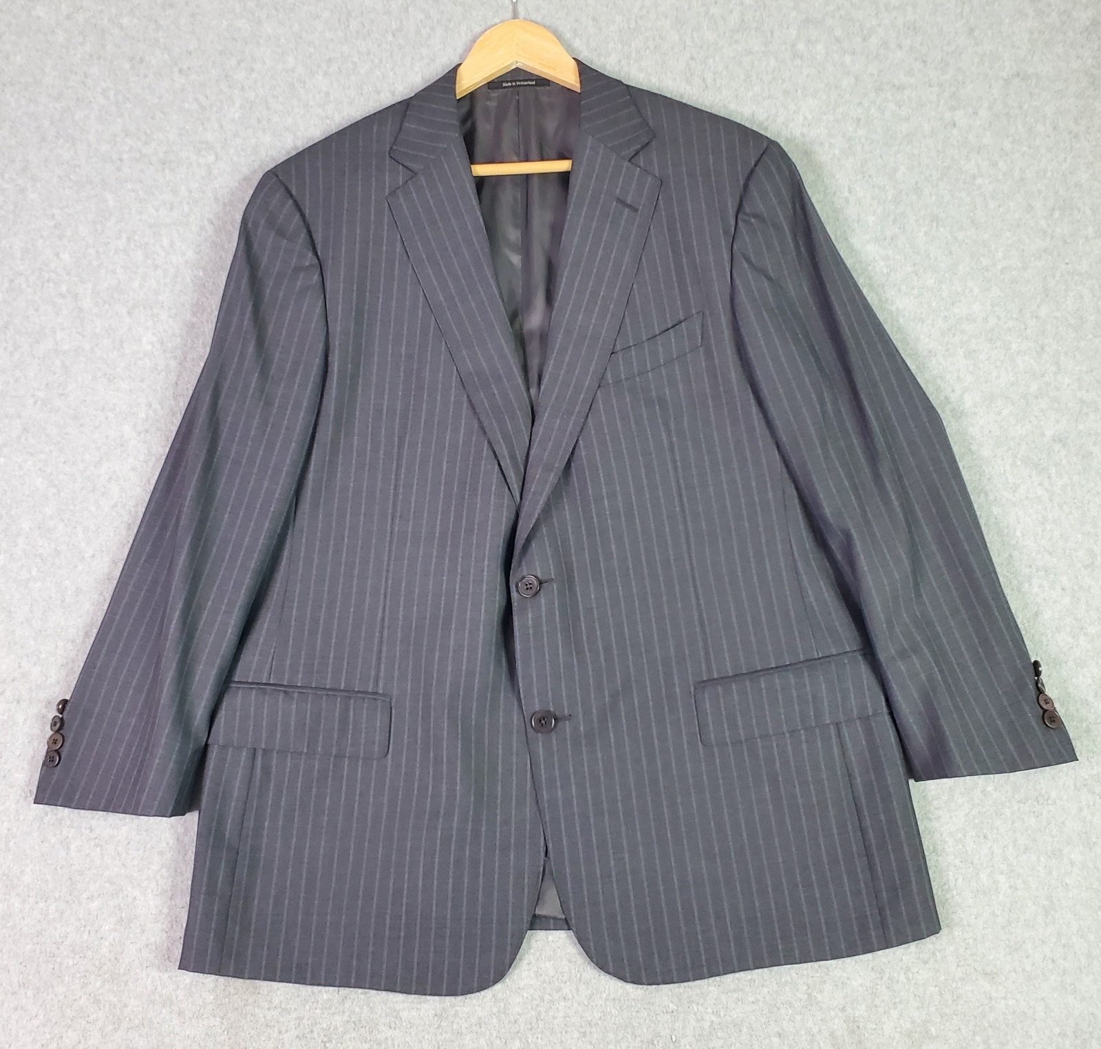 Ermenegildo Zegna Suit Mens 46R Gray 2 Button 100% Wool Pinstripe Pants 39×28