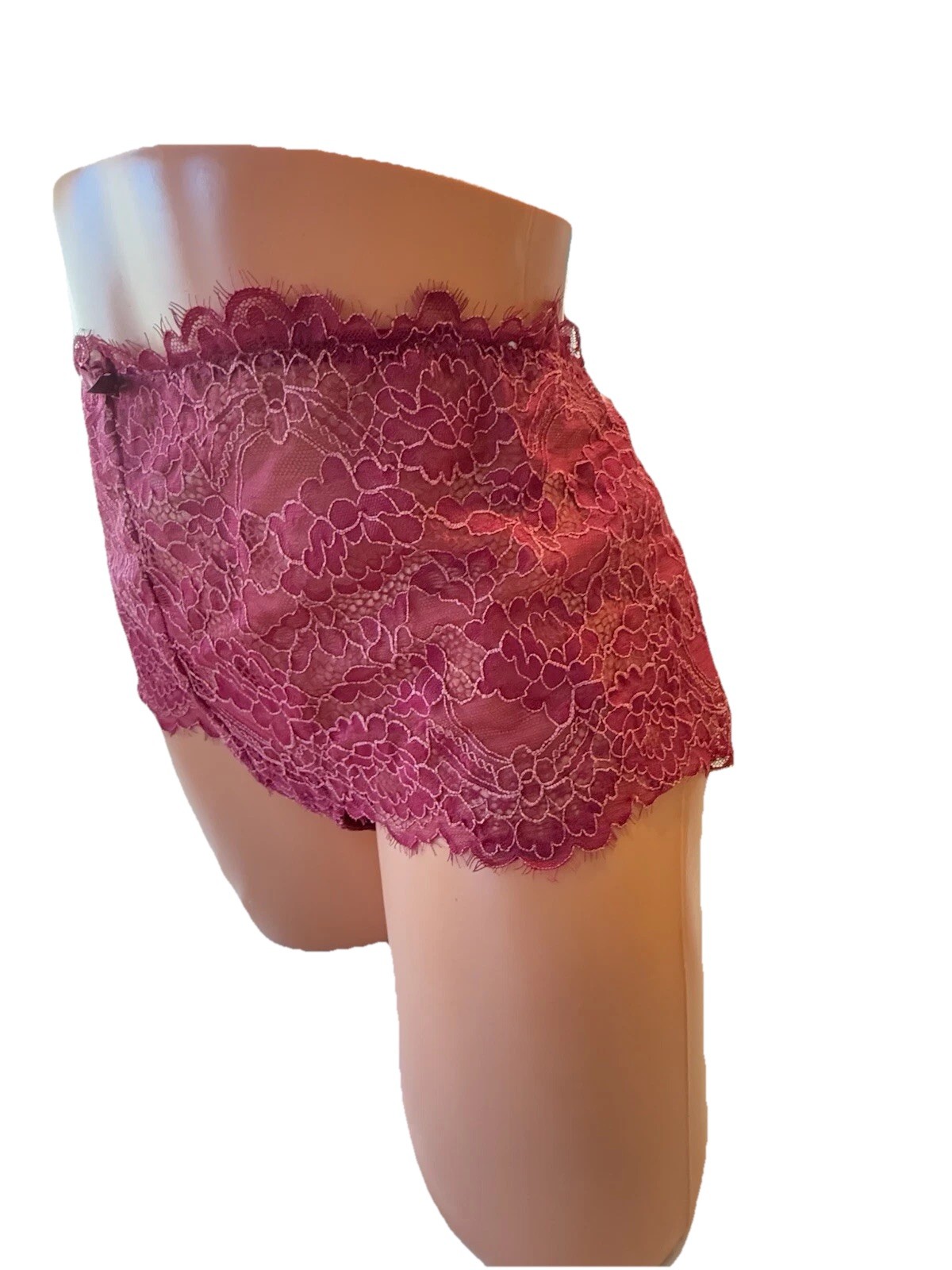 Set 2 Cacique Panties High Cut Lace Berry & Red Black Plaid Boyshort 14 16 XXL