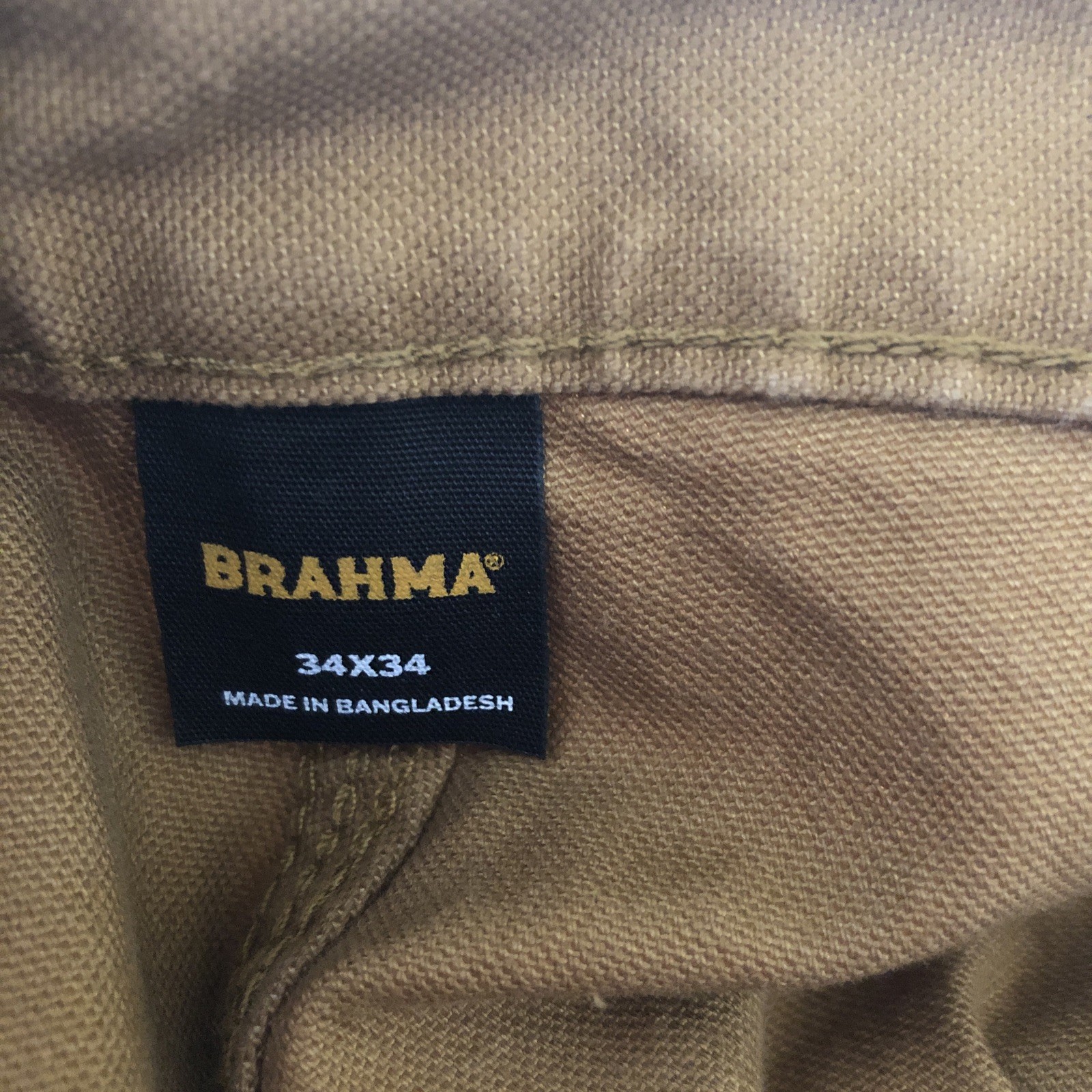 BRAHMA Mens Carpenter Work Pants Size 34×34 Tan 99% Cotton 1% Spandex New